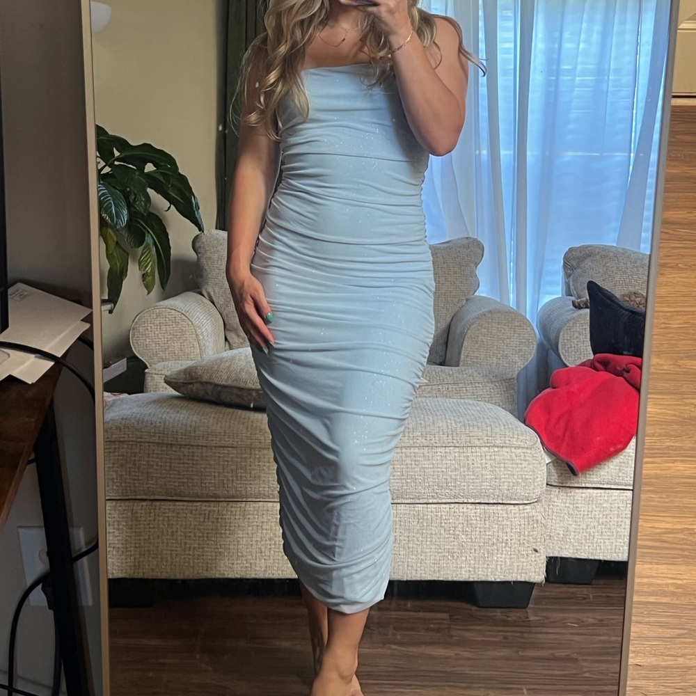 Runched bodycon midi dress with sparkles size small